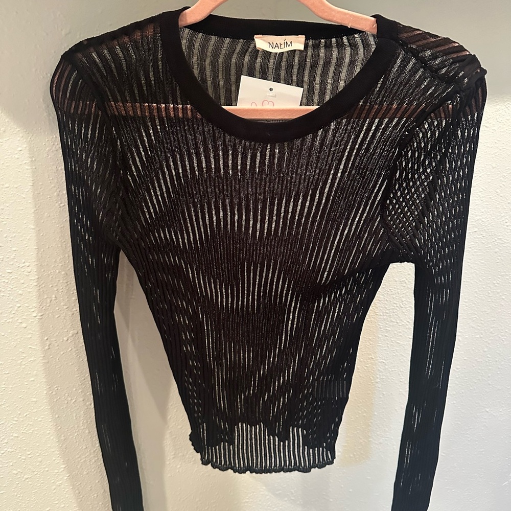 Elegant Black Sheer Striped Top by